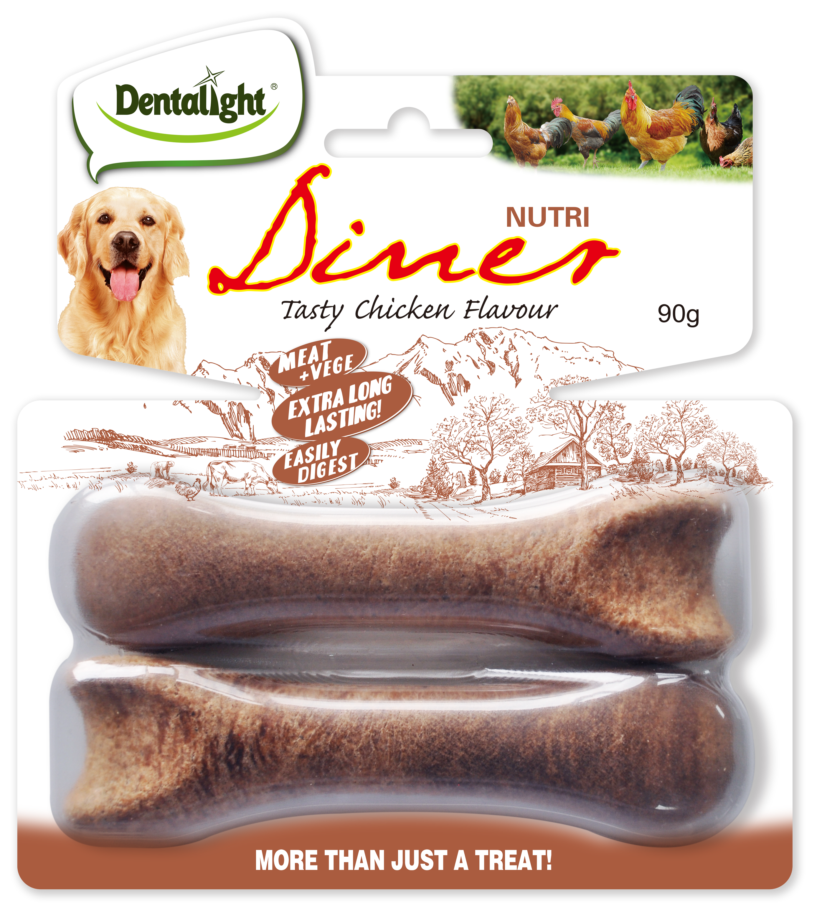 NutriDiner 4.5-inch x 2 Healthy Chicken Bone Dental Snack 90g