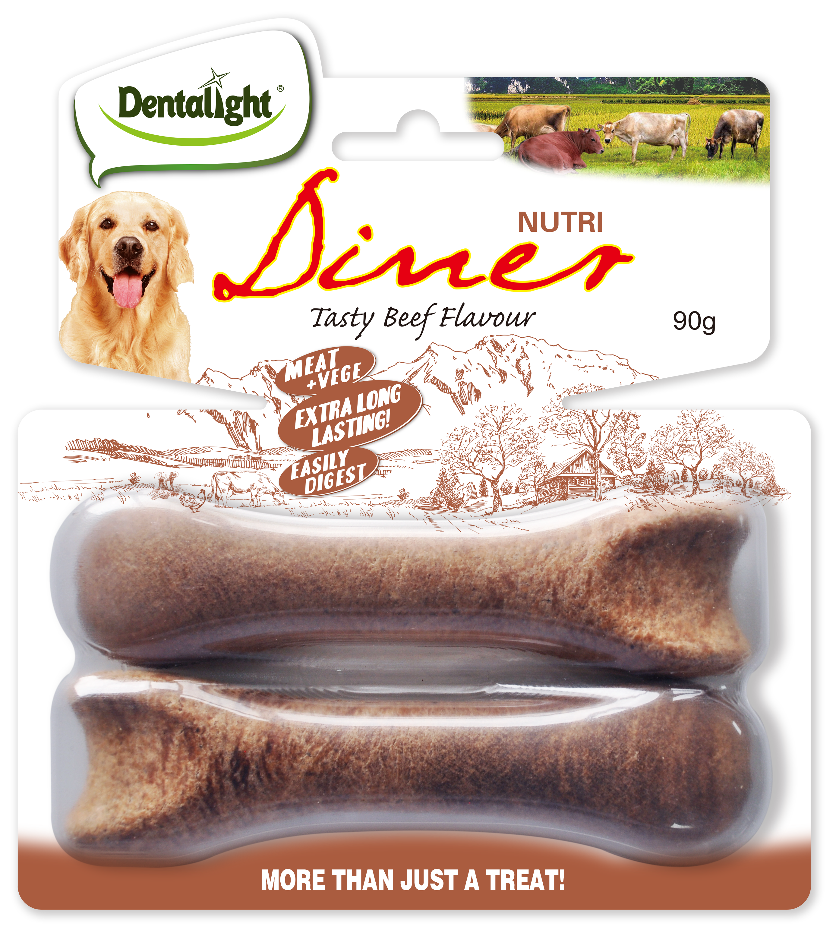 NutriDiner 4.5-inch x 2 Healthy Beef Bone Dental Snack 90g
