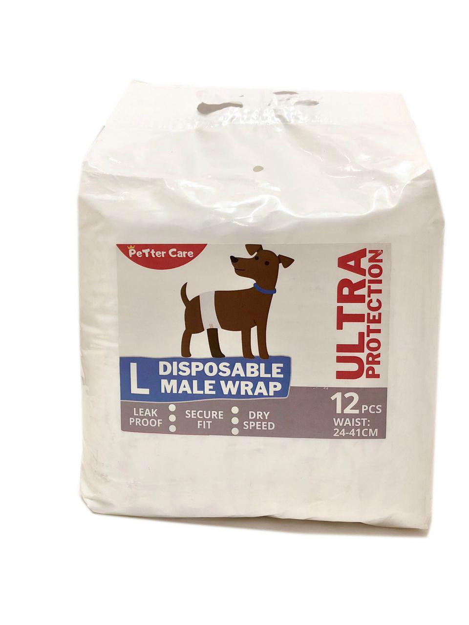 Petter Care Male Dog Wraps 12pcs Large - Super Absorbent Male Dog Diaper Male Wraps