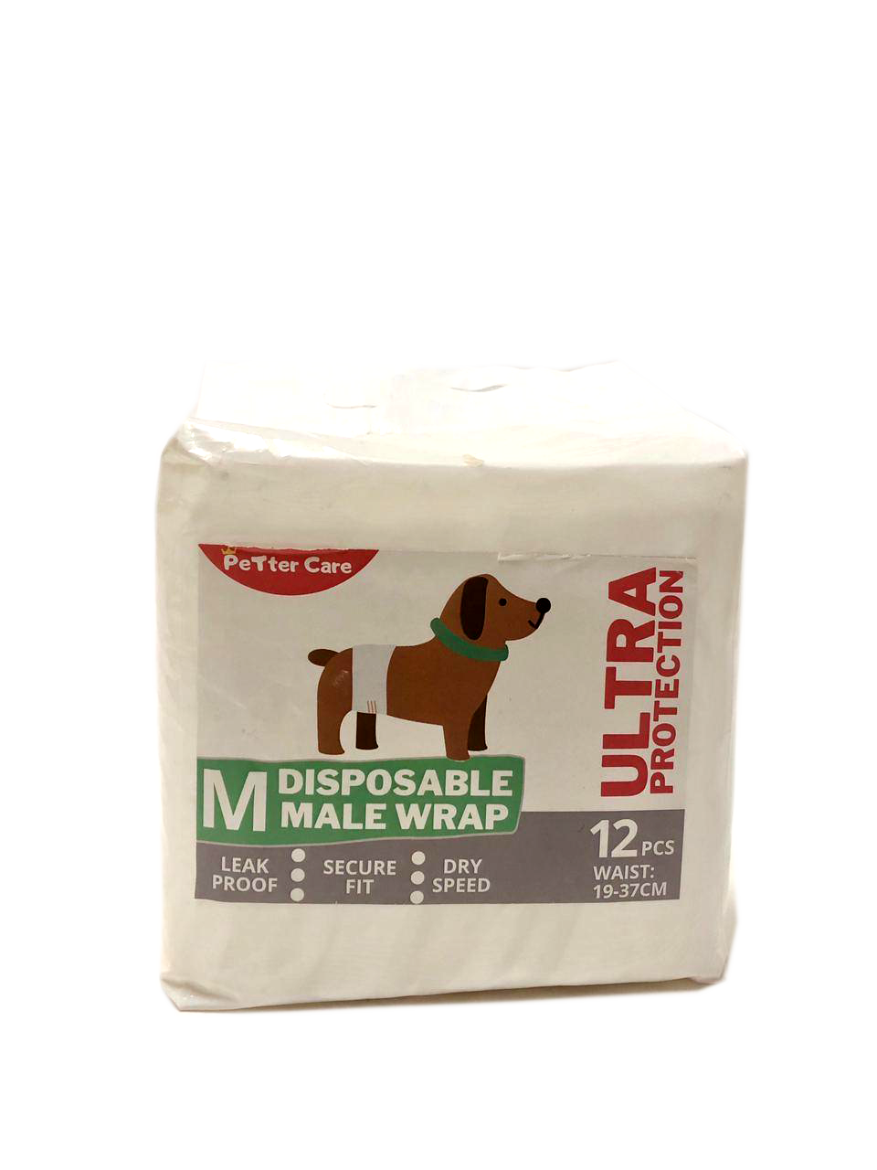 Petter Care Male Dog Wraps 12pcs Medium - Super Absorbent Male Dog Diaper Male Wraps