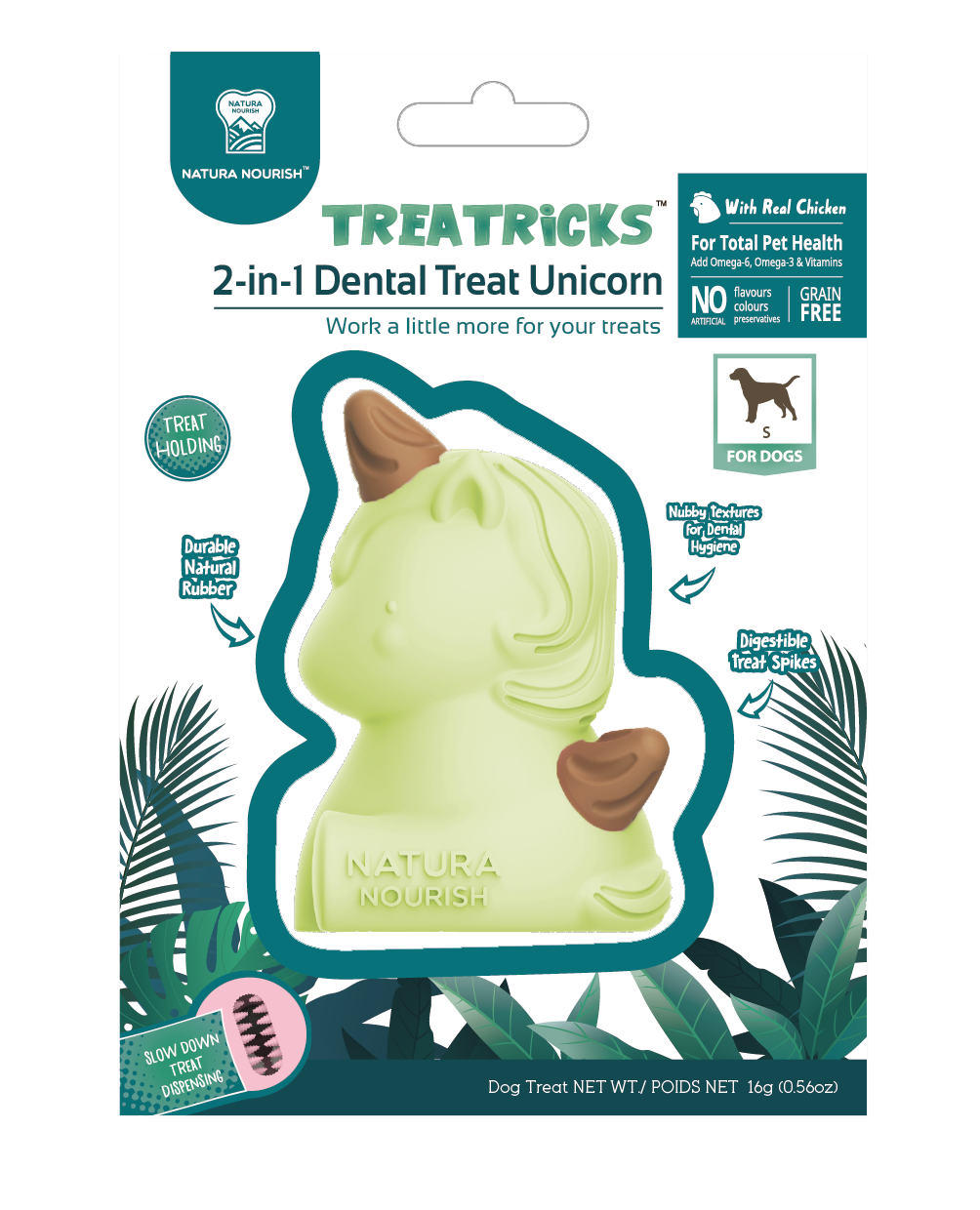 Natura Nourish Treatricks 2-in-1 Unicorn Toy with Dental Treats