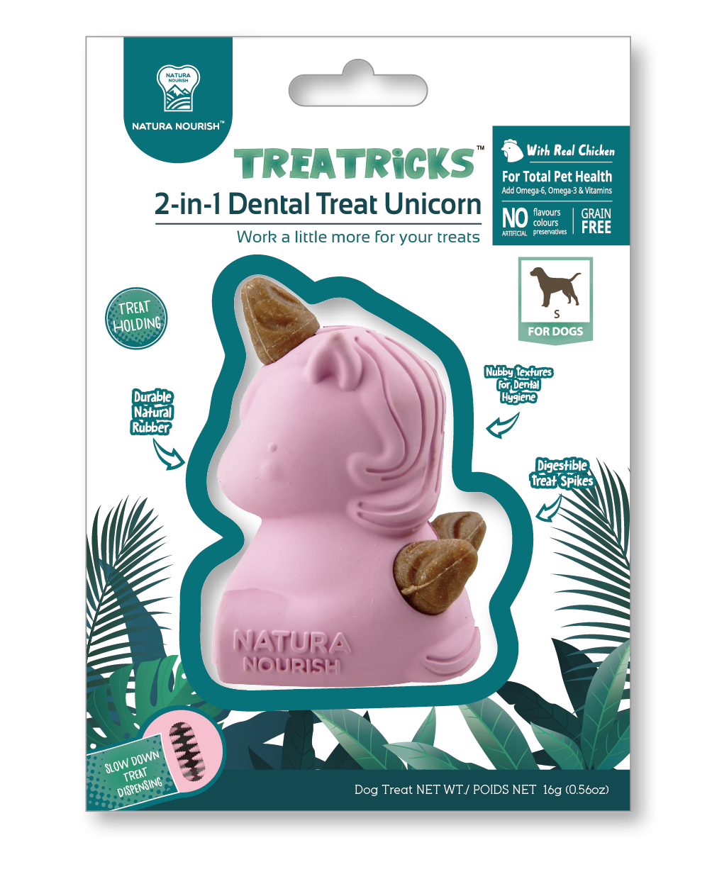 Natura Nourish Treatricks 2-in-1 Unicorn Toy with Dental Treats