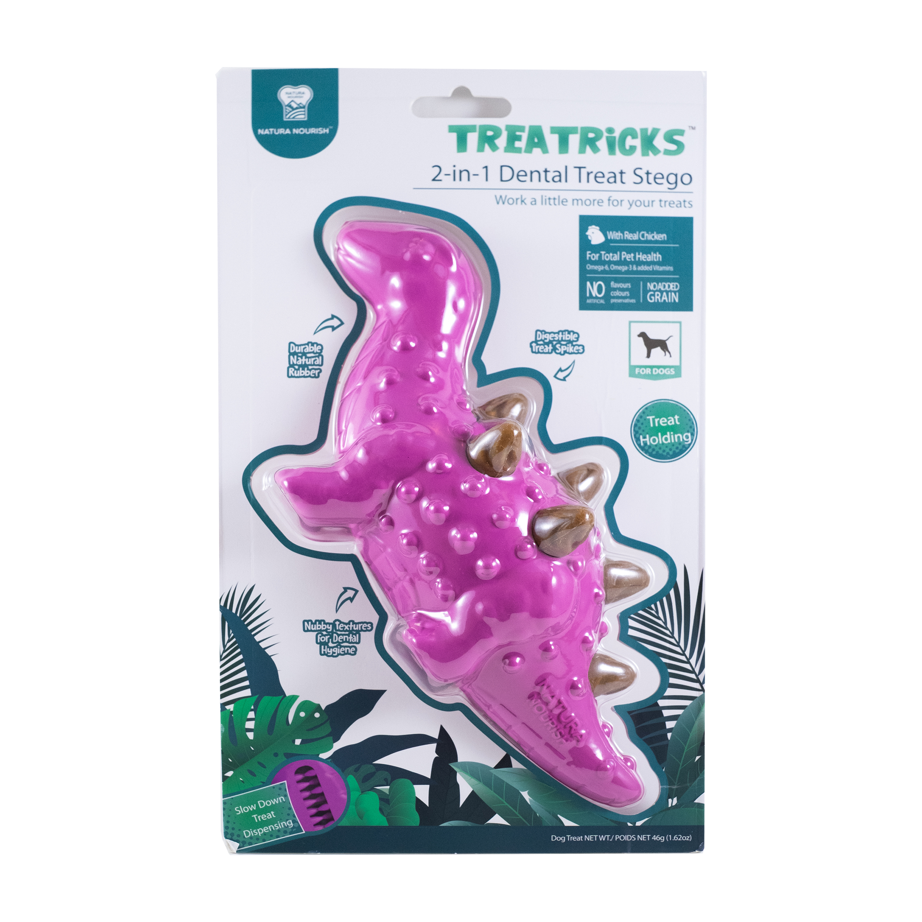 Treatricks 2-in-1 Treat Dispensing Chew Toy Stegosaurus