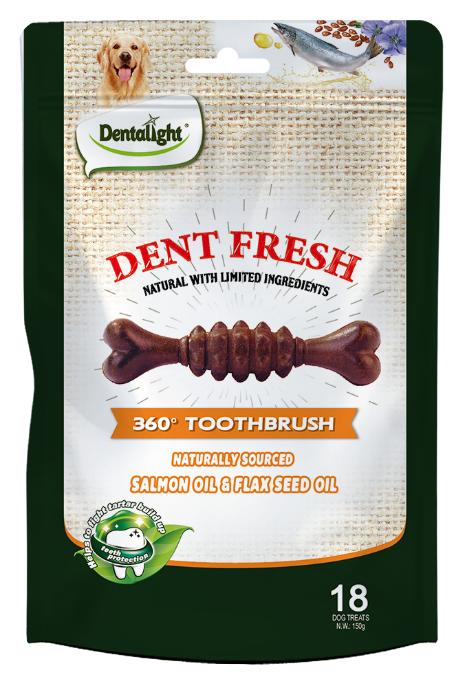 Dent Fresh 360° Toothbrush Treat 150g Coat Care - Salmon & Flax seed Oil - Animall Philippines